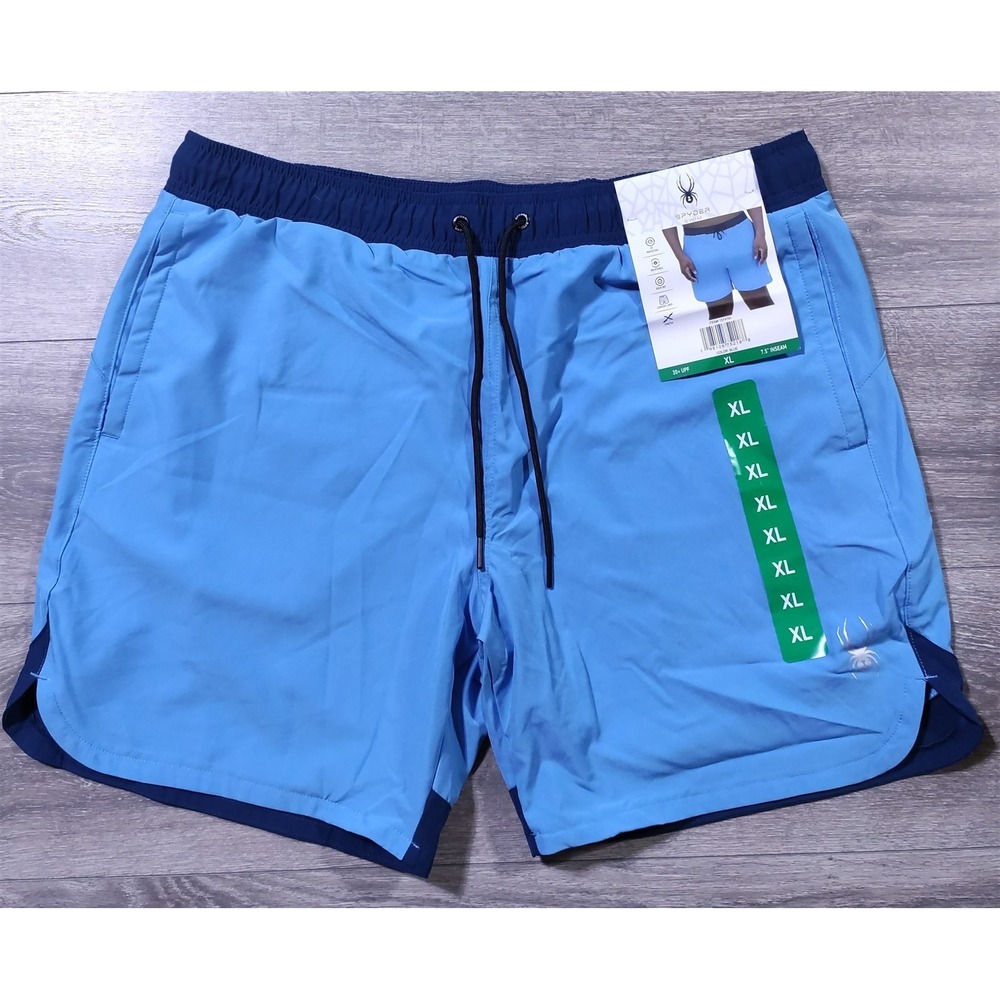 Spyder Shorts Men X-Large Blue Swim Trunks Drawstring 7.5" Inseam Swimwear Liner